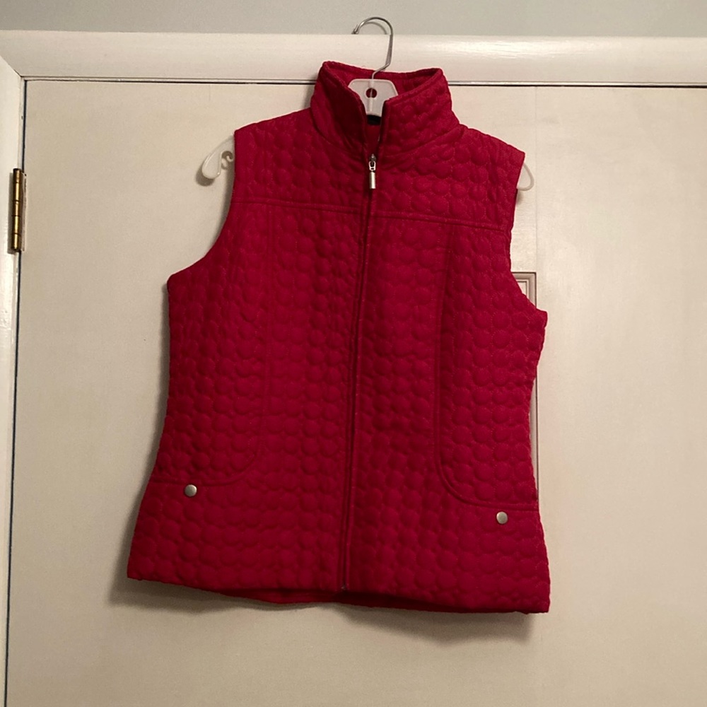 Women’s Hot Pink Jane Ashley Size Medium Quilted Vest - Front Zipper and Pockets